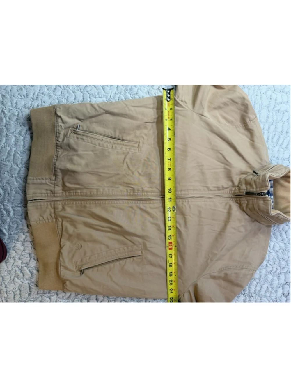 Brooks Brothers Men's Beige Bomber Jacket Lined Full Zip Stand-Up Collar M